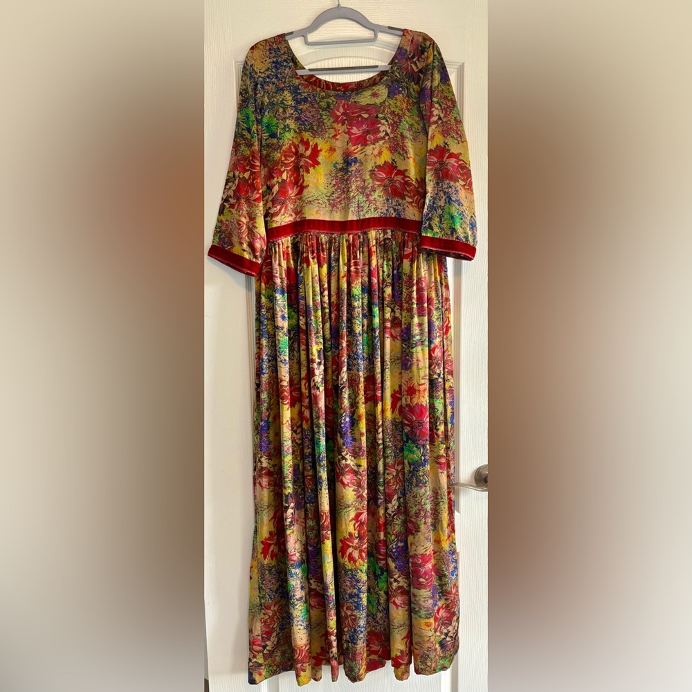 Satin Floral Maxi Dress